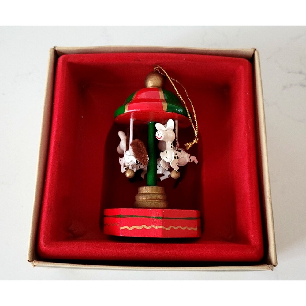 Carousel Horse Christmas Ornament It’s A Small World MUSICAL Miniatures 1983